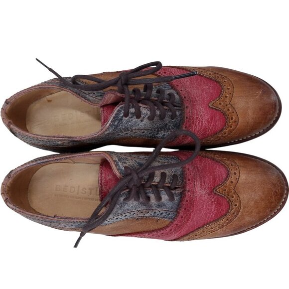 Bed Stu Lita Cobbler Wingtip Brogues Oxford Loafers Size 8.5 Leather Distressed - Picture 12 of 15